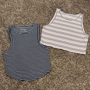 Aerie Navy and White Striped Tank Tops